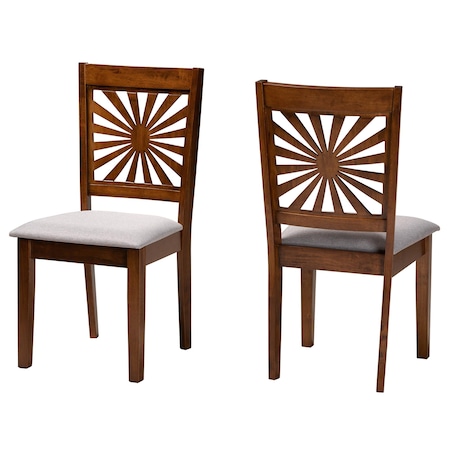 Baxton Studio Olympia Modern Grey Fabric and Walnut Brown Finished Wood 2-Piece Dining Chair Set 231-2PC-13182-ZORO